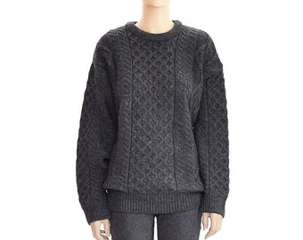 Quill's Woolen Market Ireland Gray Sweater, Vintage 80s, Size Medium