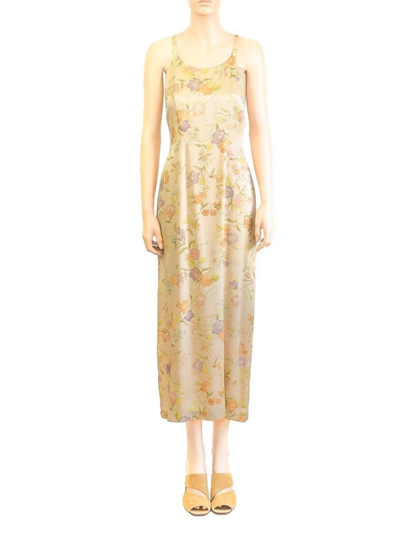 Laura Ashley Pale Yellow Silk Floral Dress, Vinta… - image 1