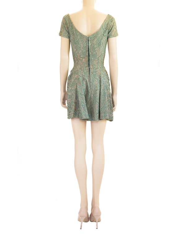 Norman Original Green Lace Floral Dress, Vintage … - image 2