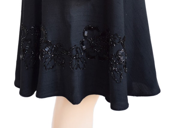 Black Beaded Shantung Silk Dress, Vintage 60s, Si… - image 5
