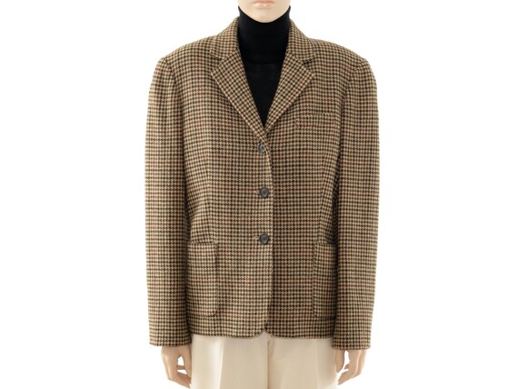 R L Chaps Tan Houndstooth Wool Jacket, Vintage 90… - image 6