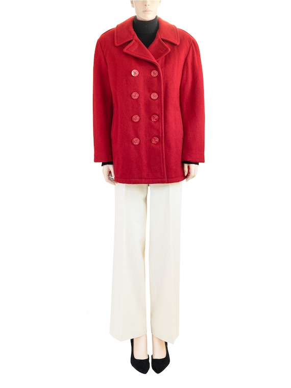 Schott NYC US 740 N Red Wool Peacoat Vintage 90s Size 14 - Etsy