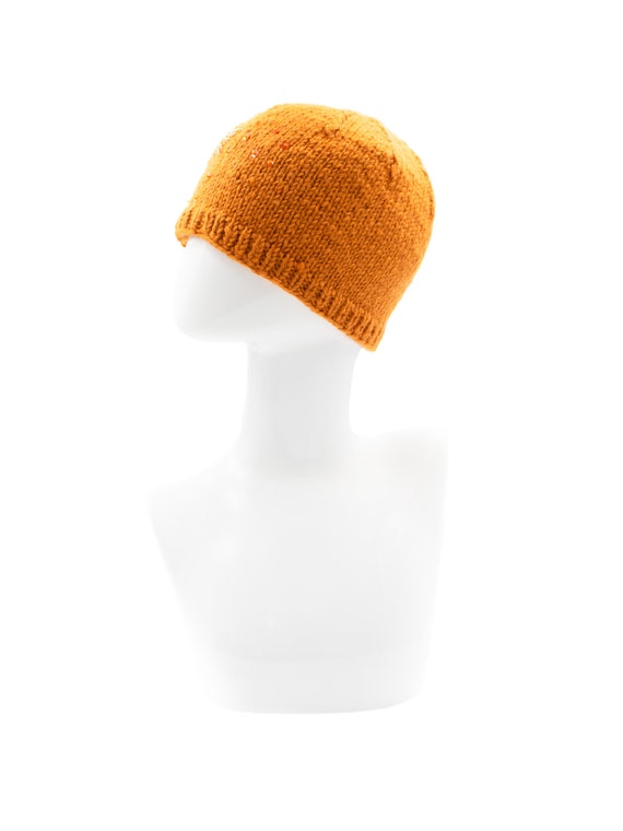 Lakhay's Nepal Orange Wool Hat, Vintage 90s, Small - image 4