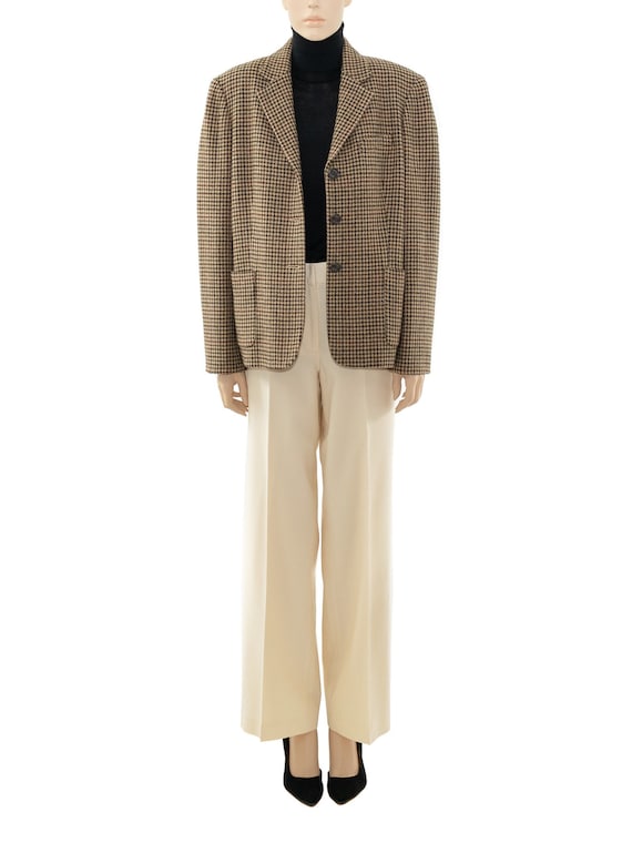 R L Chaps Tan Houndstooth Wool Jacket, Vintage 90… - image 2