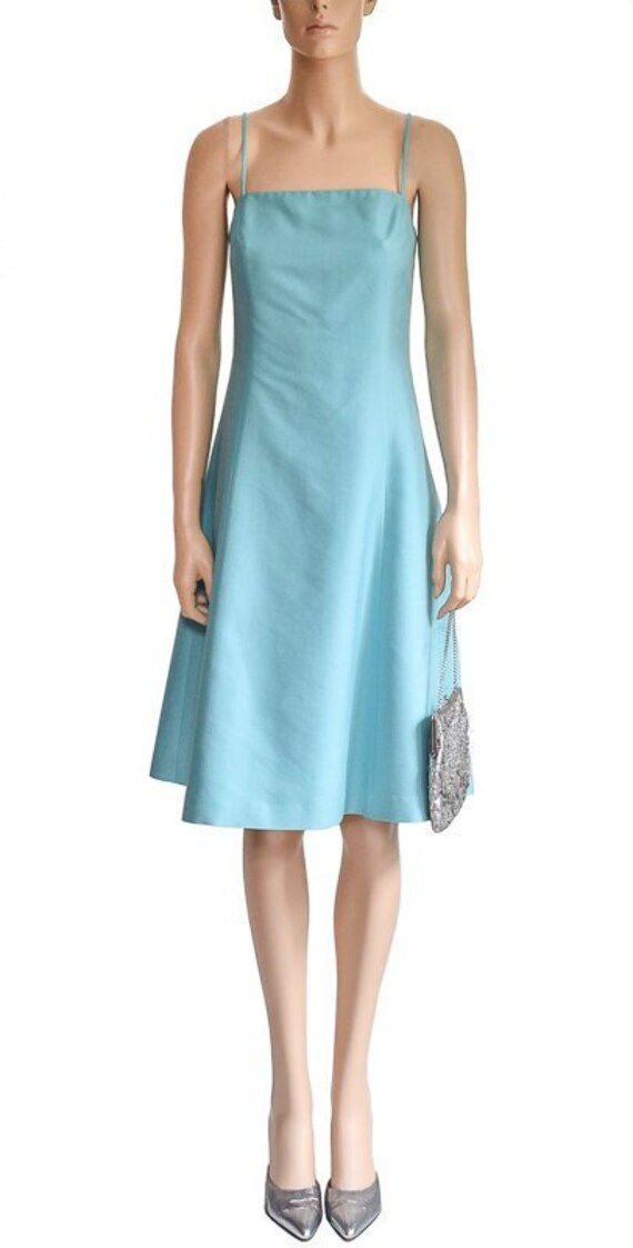 Vintage 1990s Dress, 90s Ann Taylor Turquoise Silk
