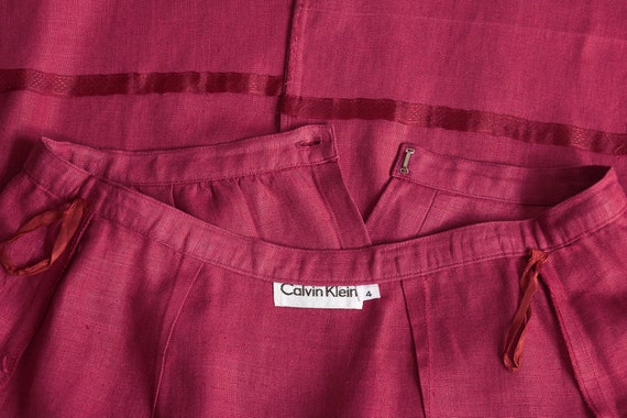 Calvin Klein Pink Linen Wrap Skirt, Vintage 80s, … - image 5