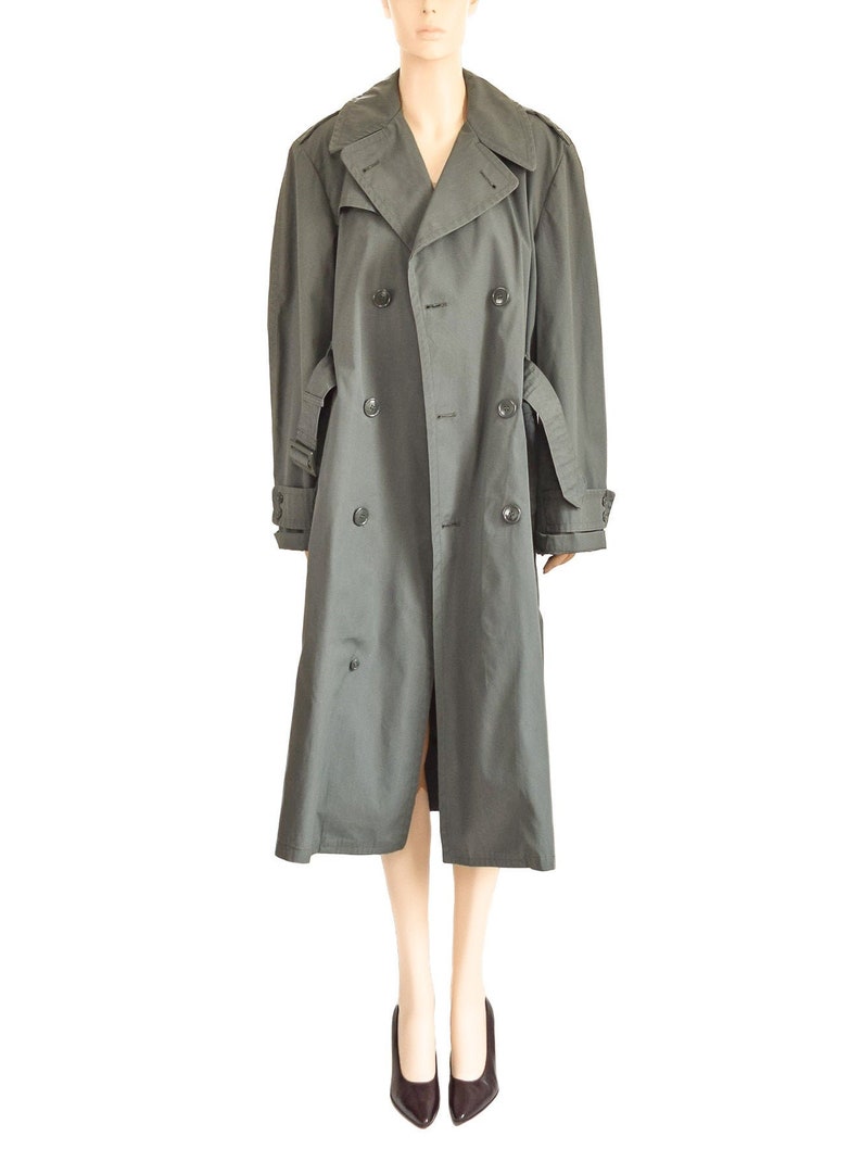 Military Olive Green Trench Coat, Vintage 80s, Size 38 R Etsy