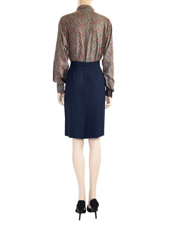 Chaus Dark Blue Wool Skirt Suit, Vintage 80s, Siz… - image 4