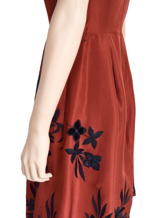 Yoana Baraschi, Terracotta Silk Floral Dress, Vin… - image 5