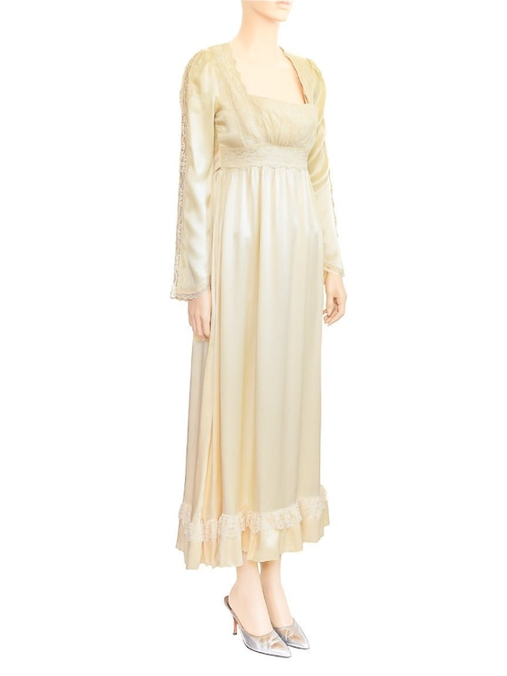 Gunne Sax Cream Satin Maxi Dress, Vintage 70s, Si… - image 9