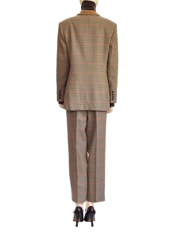 Evan Picone Beige Houndstooth Pants Suit, Vintage… - image 2