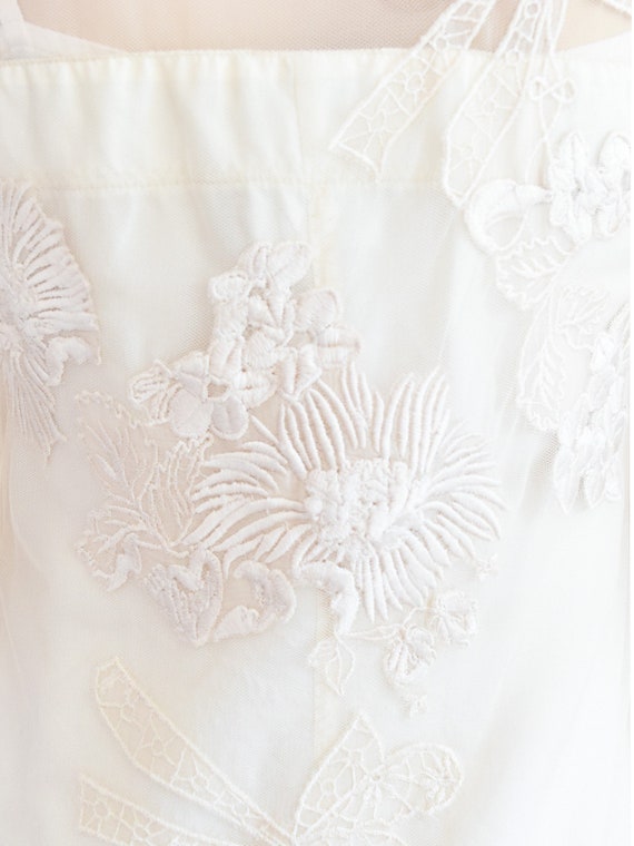 Yoana Baraschi Cream Silk Floral Dress, Vintage 9… - image 7