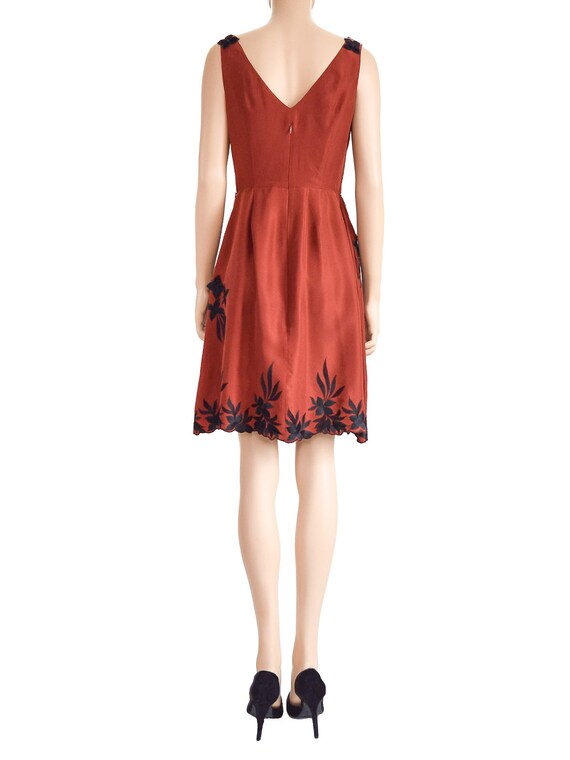 Yoana Baraschi, Terracotta Silk Floral Dress, Vin… - image 2