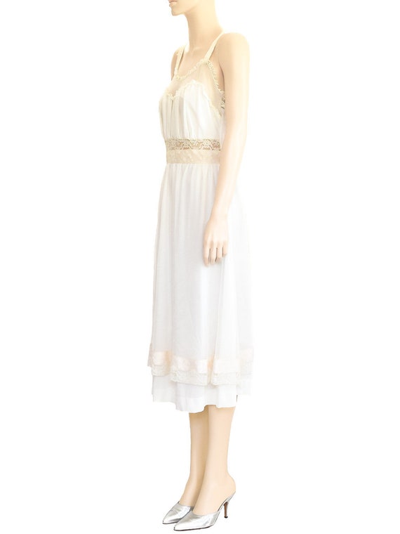 White Lace Nightgown, Vintage 50s, Small - image 4