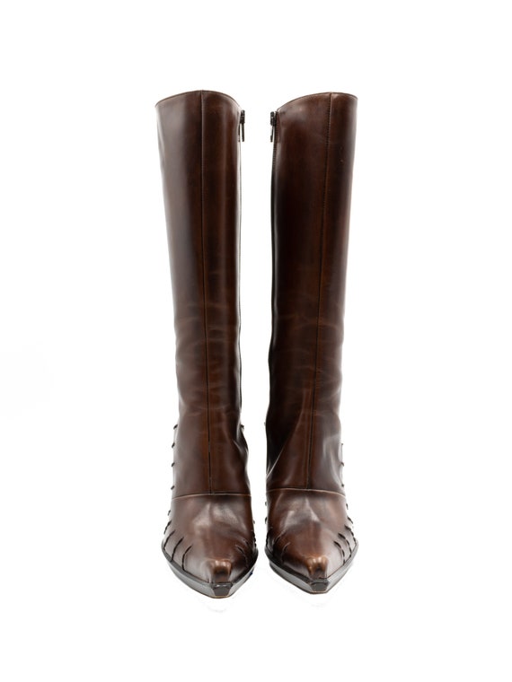 Debut Italian Leather Brown Boots, Vintage 90s, S… - image 2