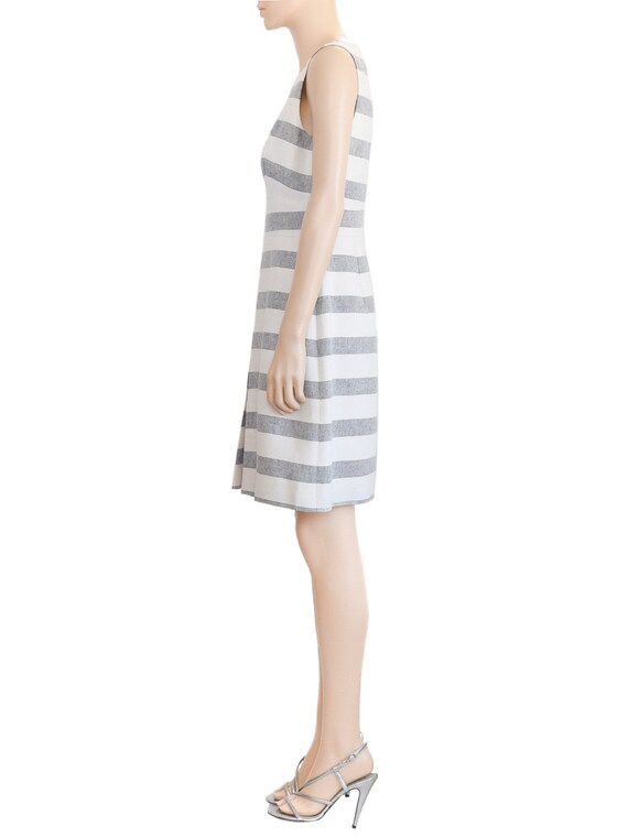 J. Crew, Gray White Striped Linen Dress, Vintage … - image 3