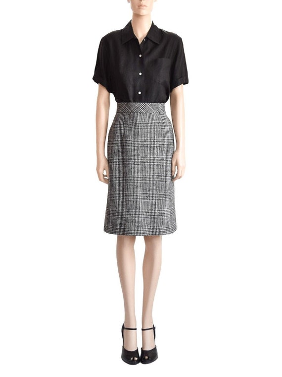 Talbots Glen Plaid Black Skirt, Vintage 90s, Size… - image 1