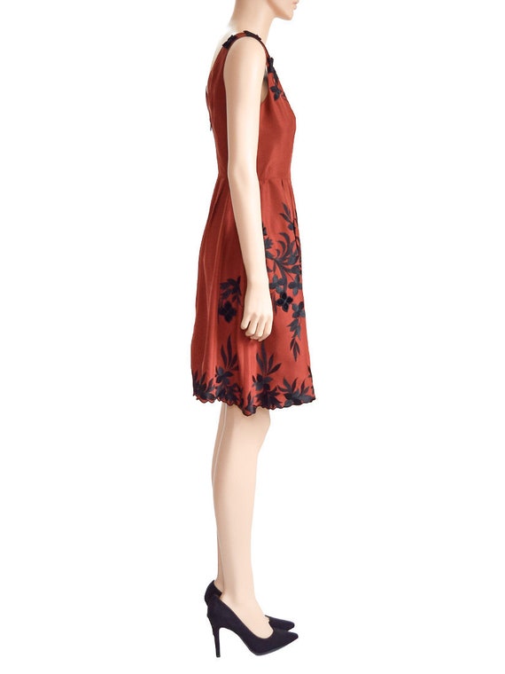 Yoana Baraschi, Terracotta Silk Floral Dress, Vin… - image 4