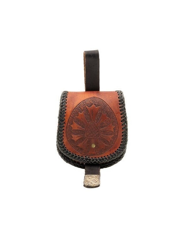 Celtic Cognac Leather Mini  Belt Pouch, Vintage 80