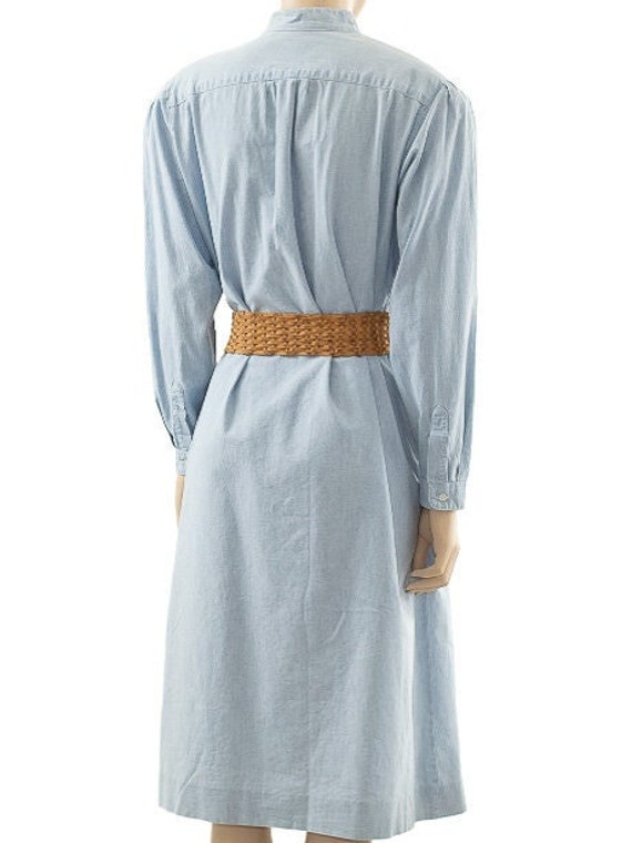 LL Bean Blue Chambray Cotton Dress, Vintage 80s, … - image 6