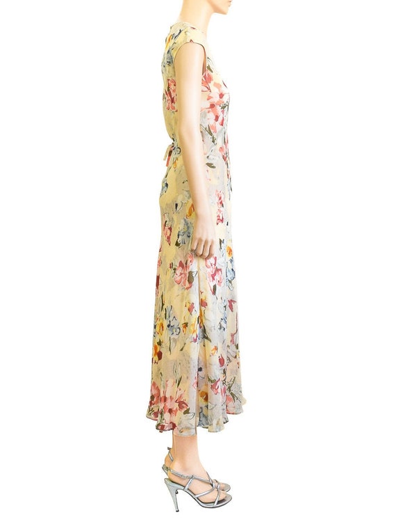 Ann Taylor Yellow Silk Floral Maxi Dress, Vintage… - image 4