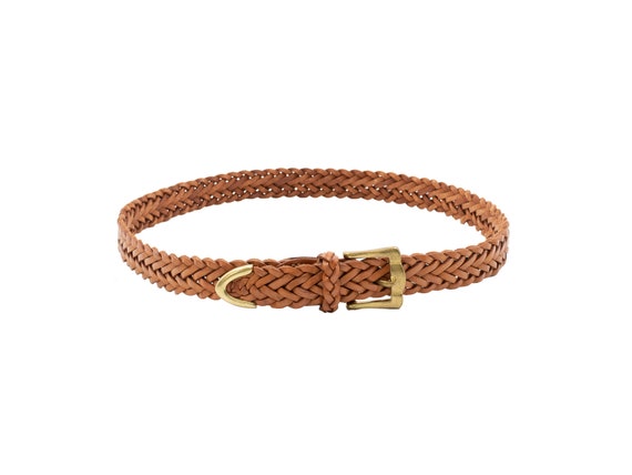 LL. Bean Cognac Braided Leather Belt, Vintage 80s, Size