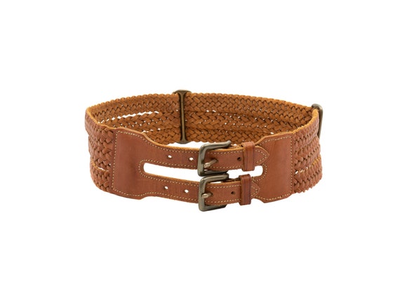 Ann Taylor Cognac Braided Leather Belt, Vintage 8… - image 2