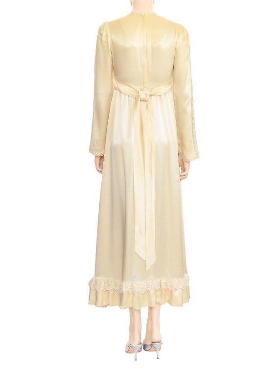 Gunne Sax Cream Satin Maxi Dress, Vintage 70s, Si… - image 2