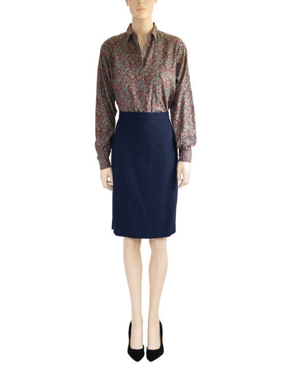 Chaus Dark Blue Wool Skirt Suit, Vintage 80s, Siz… - image 2