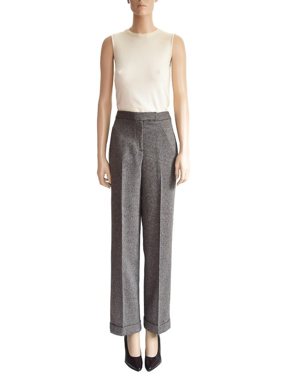Vintage 1990s Pants 90s Larry Levine Brown Tweed P