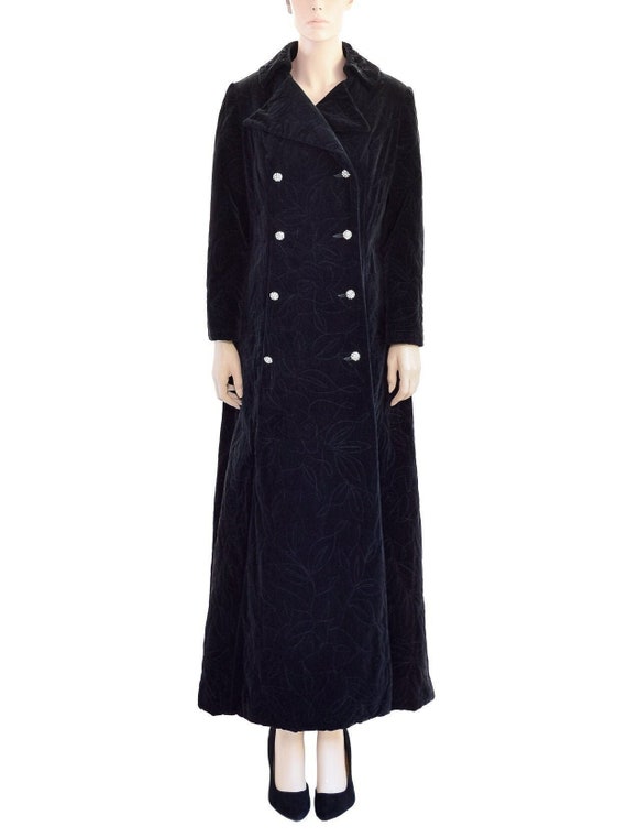 Dynasty Black Maxi Coat, Vintage 60s, Size Medium