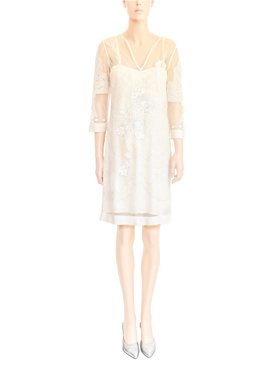 Vintage 1990s Dress 90s Yoana Baraschi Silk Embroi