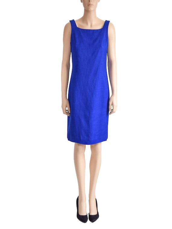 Vintage 1990s Dress, 90s Talbot Cobalt Blue Sheath