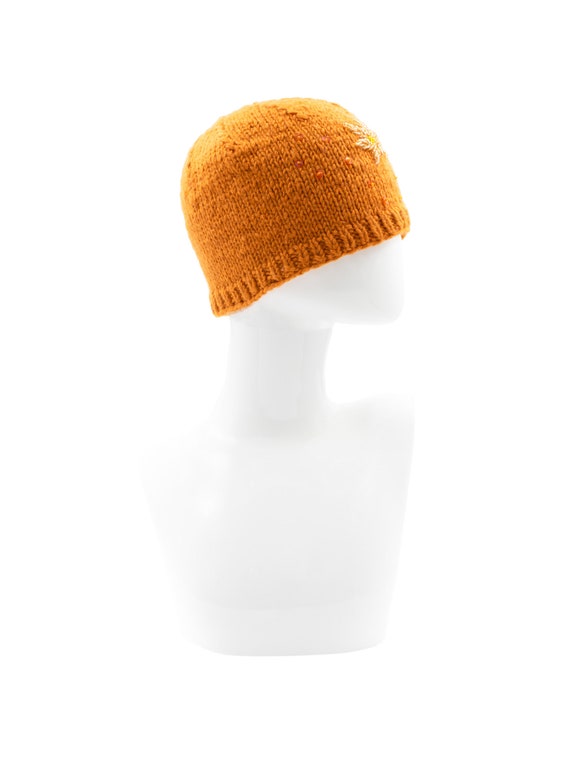 Lakhay's Nepal Orange Wool Hat, Vintage 90s, Small - image 3