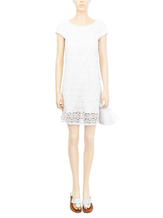 French Connection White Crochet  Dress, Vintage 9… - image 1