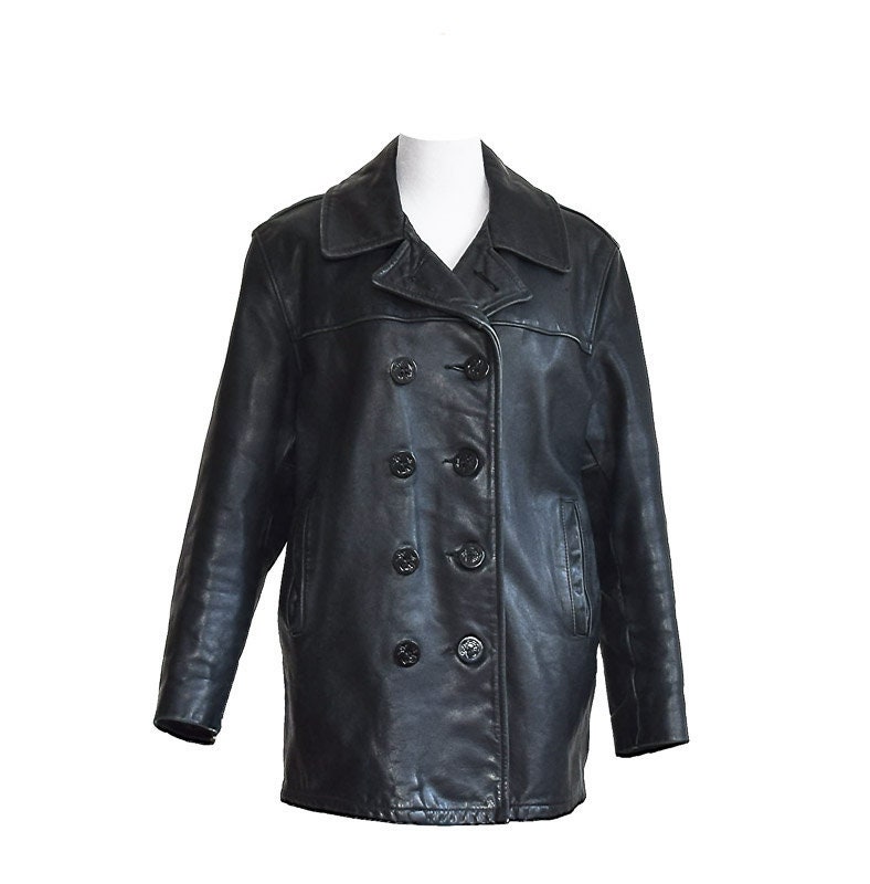 schott leather pea coat