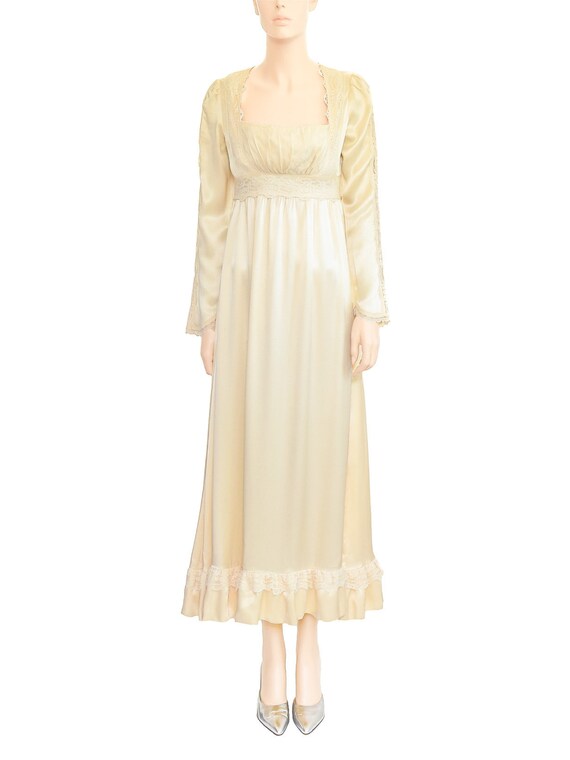 Vintage 1970s Dress, 70s Gunne Sax Edwardian Cream