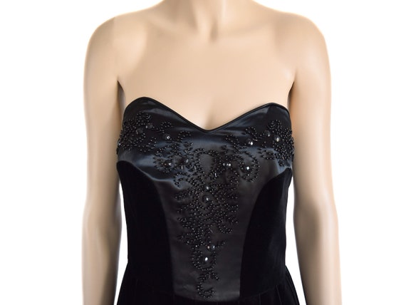 Laura Ashley Beaded Black Velvet Dress, Vintage 8… - image 3