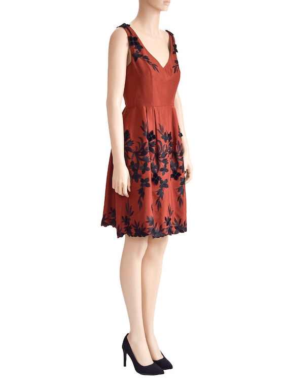 Yoana Baraschi, Terracotta Silk Floral Dress, Vin… - image 10
