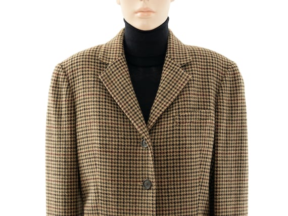 R L Chaps Tan Houndstooth Wool Jacket, Vintage 90… - image 10