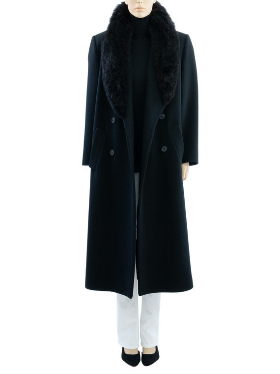 Bromley Collection Black Wool Coat, Vintage 80s, S