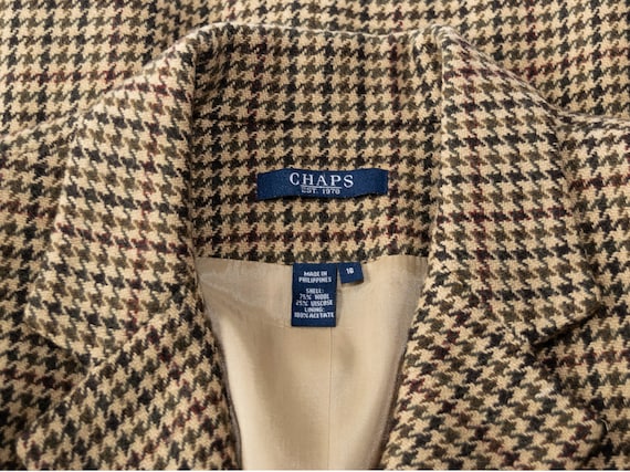 R L Chaps Tan Houndstooth Wool Jacket, Vintage 90… - image 8