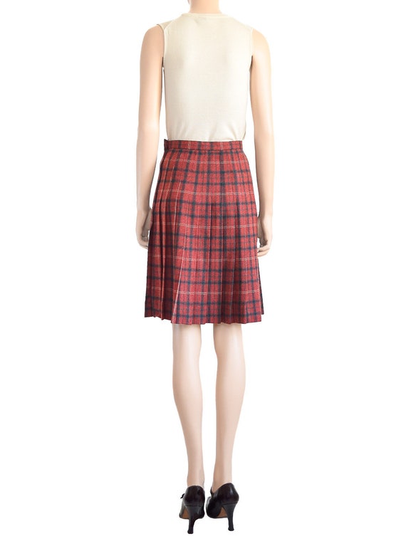 Evan Picone Red Plaid Skirt, Wool, Vintage 70s, S… - image 2