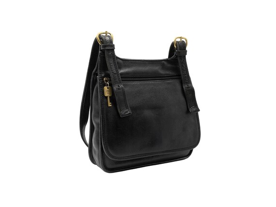 Fossil black leather crossbody bag outlet