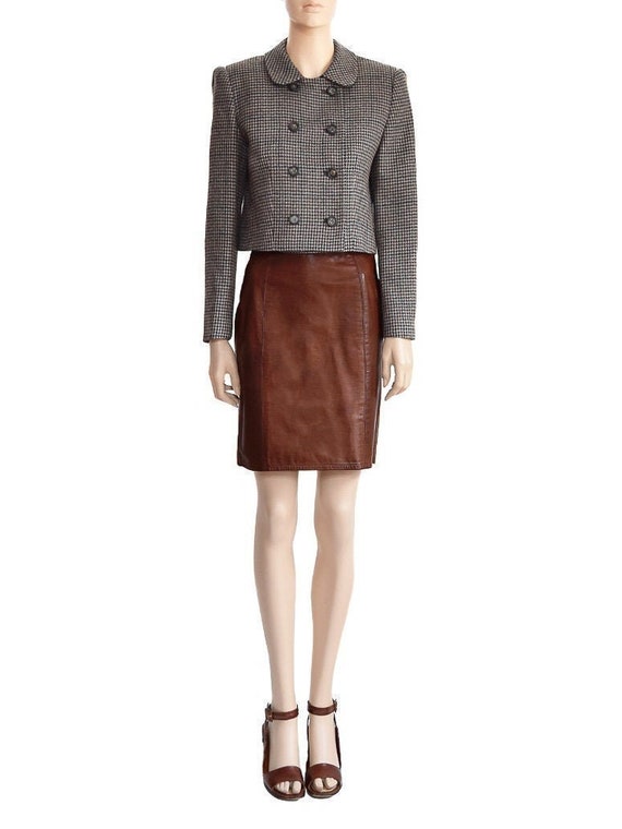 Jones New York Houndstooth Brown Wool 