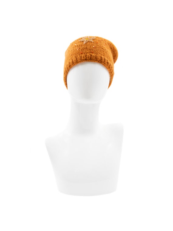 Lakhay's Nepal Orange Wool Hat, Vintage 90s, Small - image 5