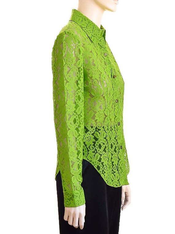 Kenneth Richard Green Lace Floral Blouse, Vintage… - image 5