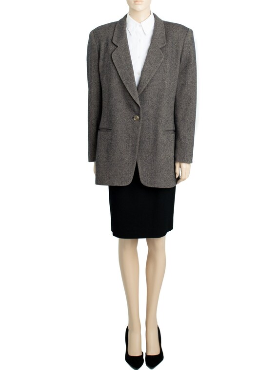 Black Herringbone Blazer, Rena Rowan Saville, Vint