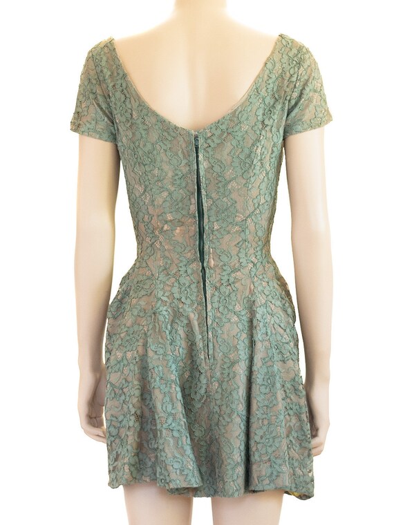 Norman Original Green Lace Floral Dress, Vintage … - image 10