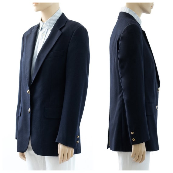 Paul Stuart Dark Blue Wool Blazer, Vintage 1990s,… - image 5